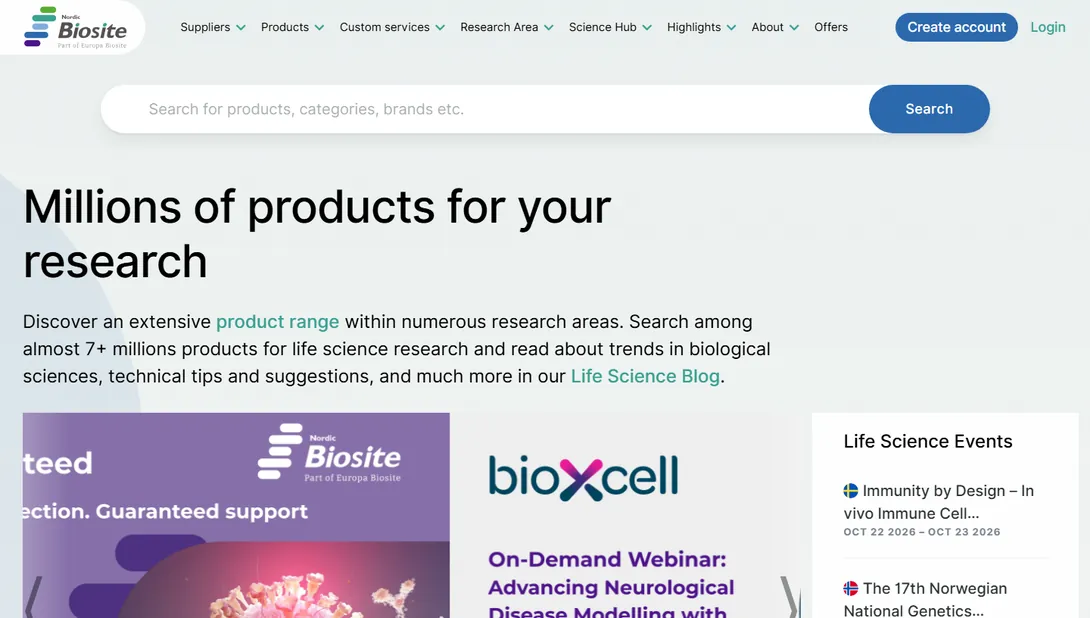 Skärmdump av nordicbiosite.com