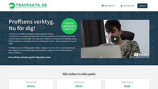 Skärmdump av travfakta.se