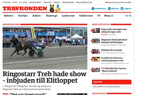 Skärmdump av travronden.se