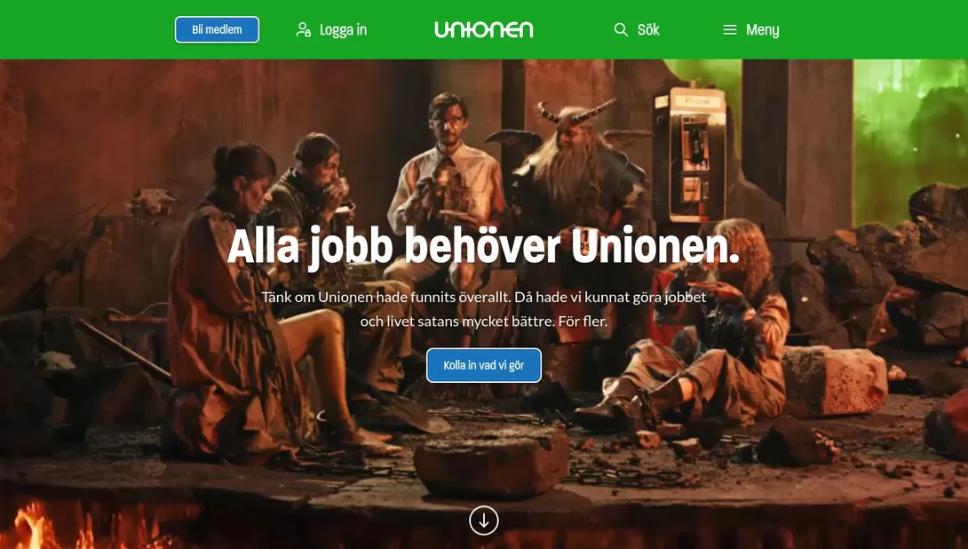 Skärmdump av unionen.se
